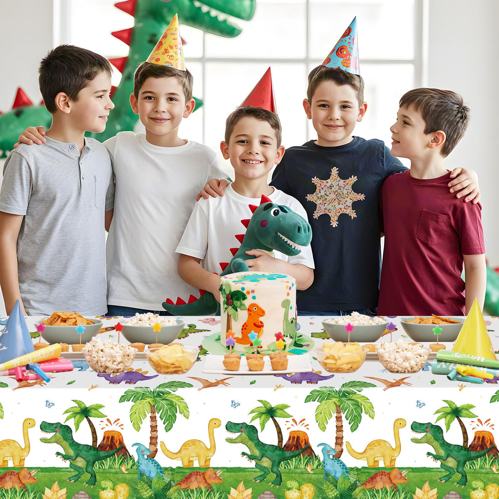 Litmitfu 2 Pcs Dinosaur Tablecloth – Green 108×54 in Disposable Dino Party Cover