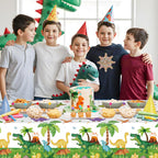 Litmitfu 2 Pcs Dinosaur Tablecloth – Green 108×54 in Disposable Dino Party Cover