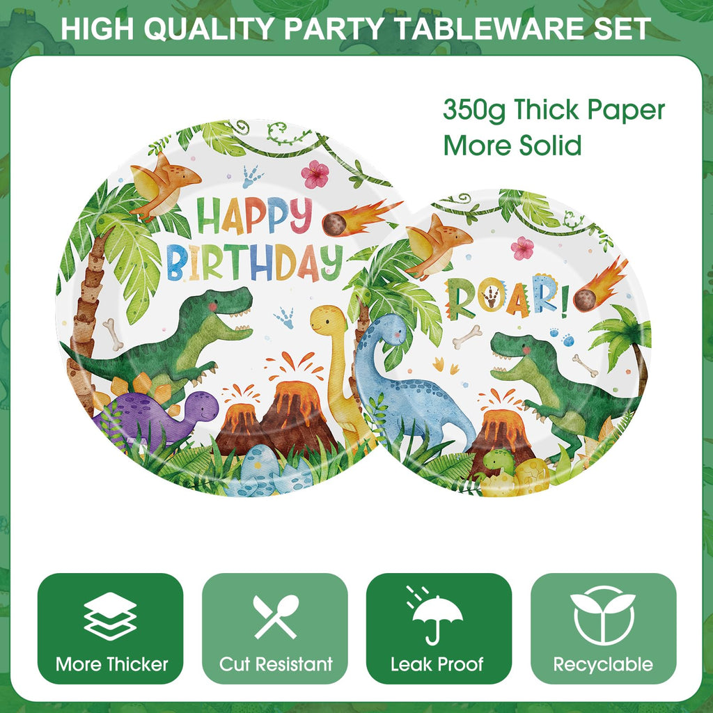 Litmitfu 170 Pcs Dinosaur Birthday Decorations Kit for 24 Guests – Jungle Dino Party Supplies