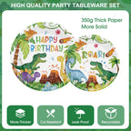 Litmitfu 170 Pcs Dinosaur Birthday Decorations Kit for 24 Guests – Jungle Dino Party Supplies