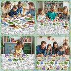 Litmitfu Dinosaur Coloring Tablecloth – Giant 54x108 Inch Kids Party Table Cover & Coloring Poster