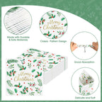Litmitfu 40-Piece Merry Christmas Napkins – 13-Inch 3-Ply Disposable Holly Leaves & Red Berries
