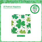 Litmitfu 40-Pack St. Patrick's Day Shamrock Napkins – 3-Ply Green 13x13 Disposable Napkins