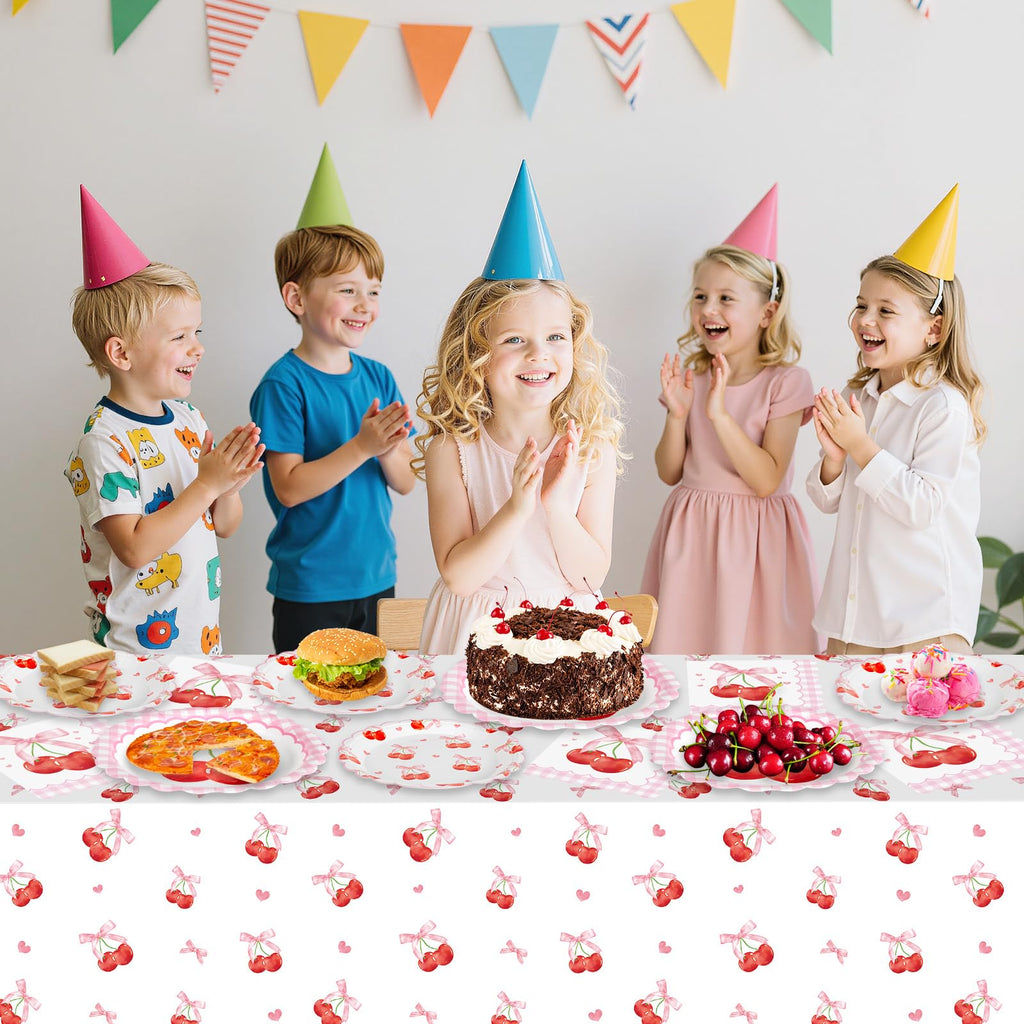 Litmitfu Cherry Birthday Decorations – 40 Pcs Plates & Napkins Set (Serves 20)