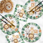 Litmitfu 40 Pcs Jungle Animals Party Plates & Napkins Set – Safari Theme Tableware for Baby Showers & Zoo Parties (Serves 20)