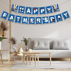 Litmitfu Happy Father's Day Banner – Blue & White Bunting for Indoor & Outdoor Decor