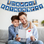 Litmitfu Happy Father's Day Banner – Blue & White Bunting for Indoor & Outdoor Decor