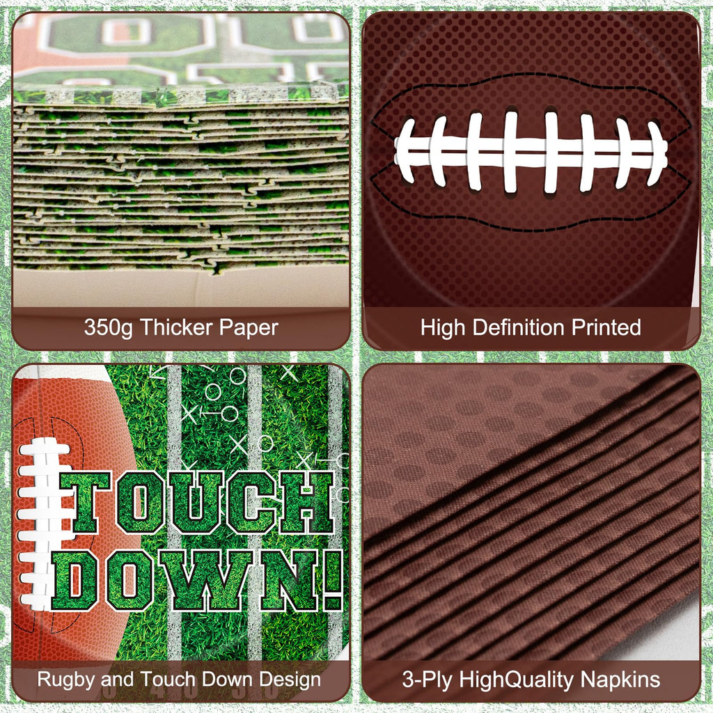 Litmitfu 96 Pcs Football Plates & Napkins Set – Game Day Disposable Tableware, Serves 24