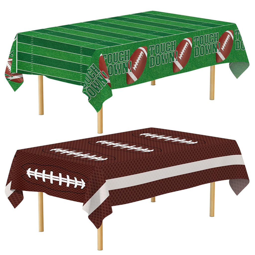 Litmitfu Football Tablecloths - 2 Pack Touchdown Table Covers (108x54 in) | Gameday Party Decor