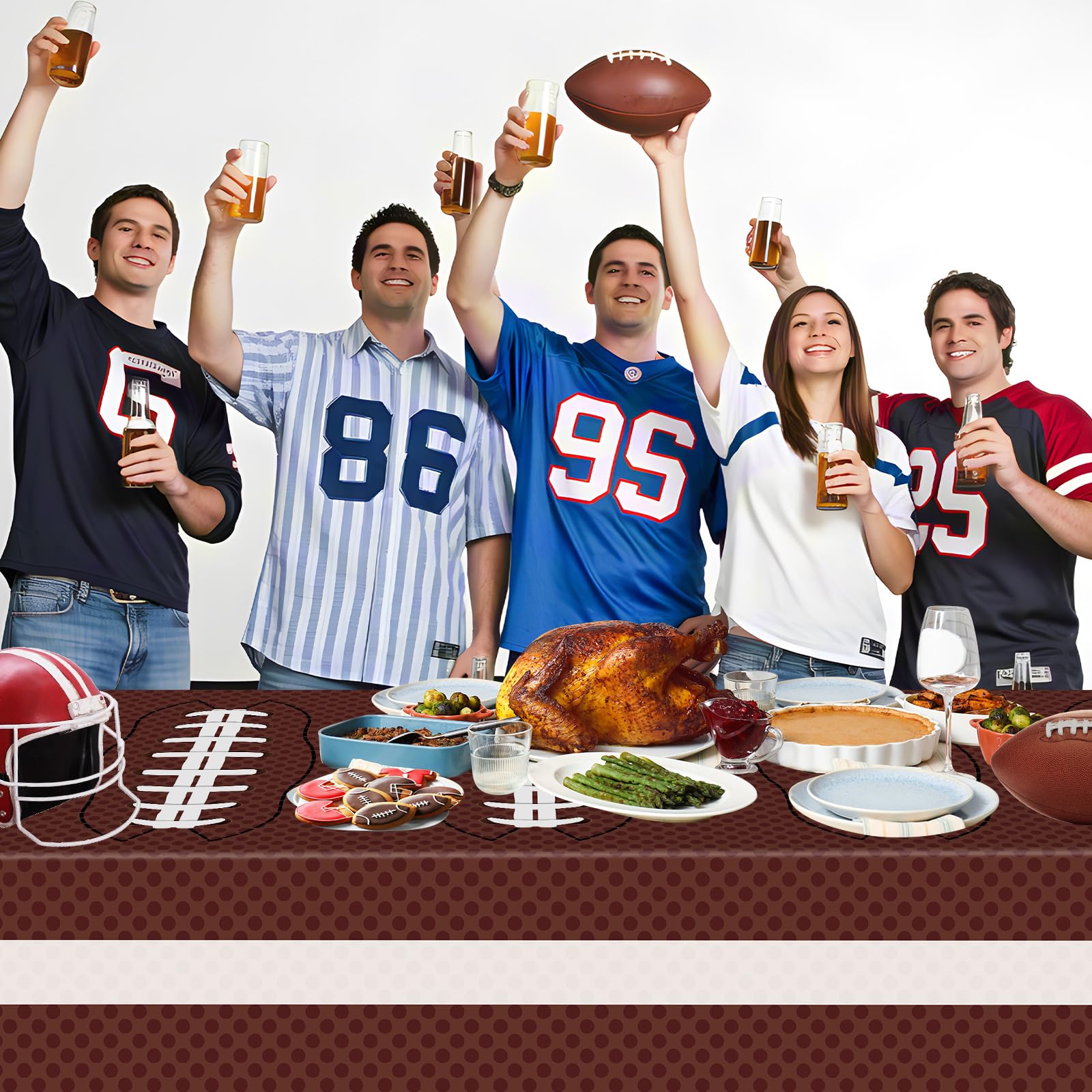Litmitfu Football Tablecloths - 2 Pack Touchdown Table Covers (108x54 in) | Gameday Party Decor