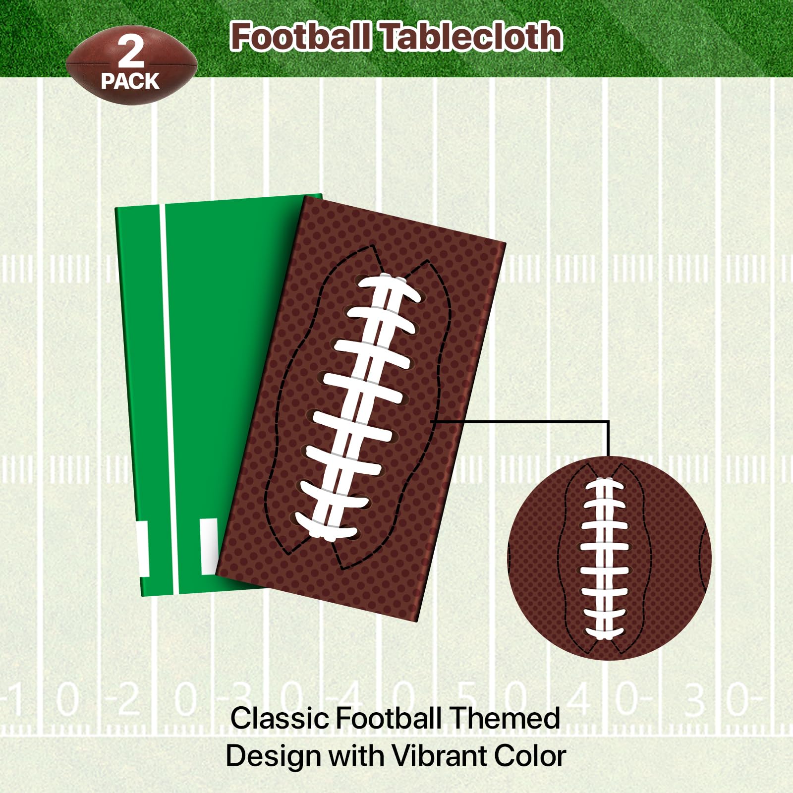 Litmitfu 2 Pack Football Tablecloths – 54x108 in Waterproof Table Cover
