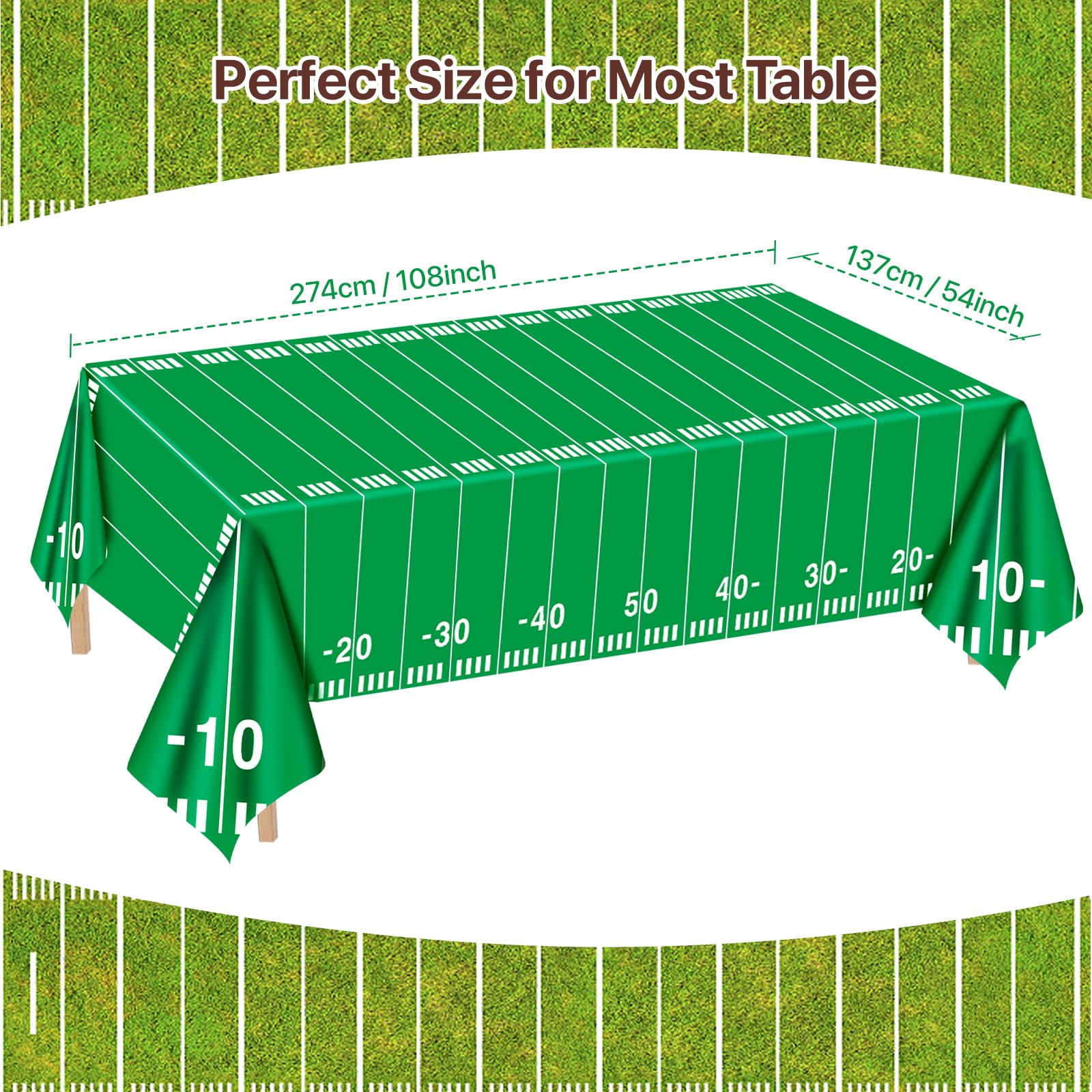 Litmitfu 2 Pack Football Tablecloths – 54x108 in Waterproof Table Cover