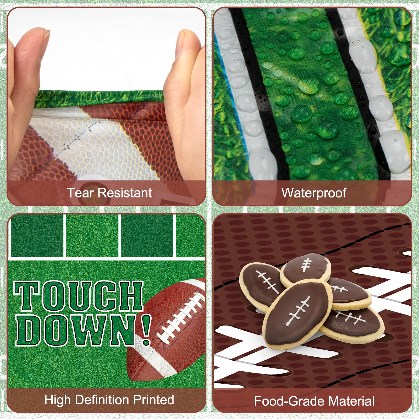Litmitfu Football Tablecloths - 2 Pack Touchdown Table Covers (108x54 in) | Gameday Party Decor
