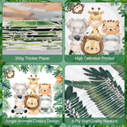 Litmitfu 40 Pcs Jungle Animals Party Plates & Napkins Set – Safari Theme Tableware for Baby Showers & Zoo Parties (Serves 20)