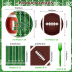 Litmitfu 96 Pcs Football Plates & Napkins Set – Game Day Disposable Tableware, Serves 24