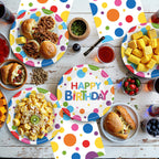 Litmitfu 40 Pack Happy Birthday Plates & Napkins – Polka Dots Party Dinnerware for 20