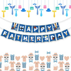 Litmitfu Happy Father's Day Banner – Blue & White Bunting for Indoor & Outdoor Decor