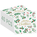 Litmitfu 40-Piece Merry Christmas Napkins – 13-Inch 3-Ply Disposable Holly Leaves & Red Berries