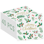 Litmitfu 40-Piece Merry Christmas Napkins – 13-Inch 3-Ply Disposable Holly Leaves & Red Berries
