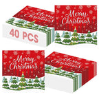 Litmitfu 40 Pcs Merry Christmas Napkins — 13-Inch 3-Ply Red Xmas Tableware for Holiday Celebrations