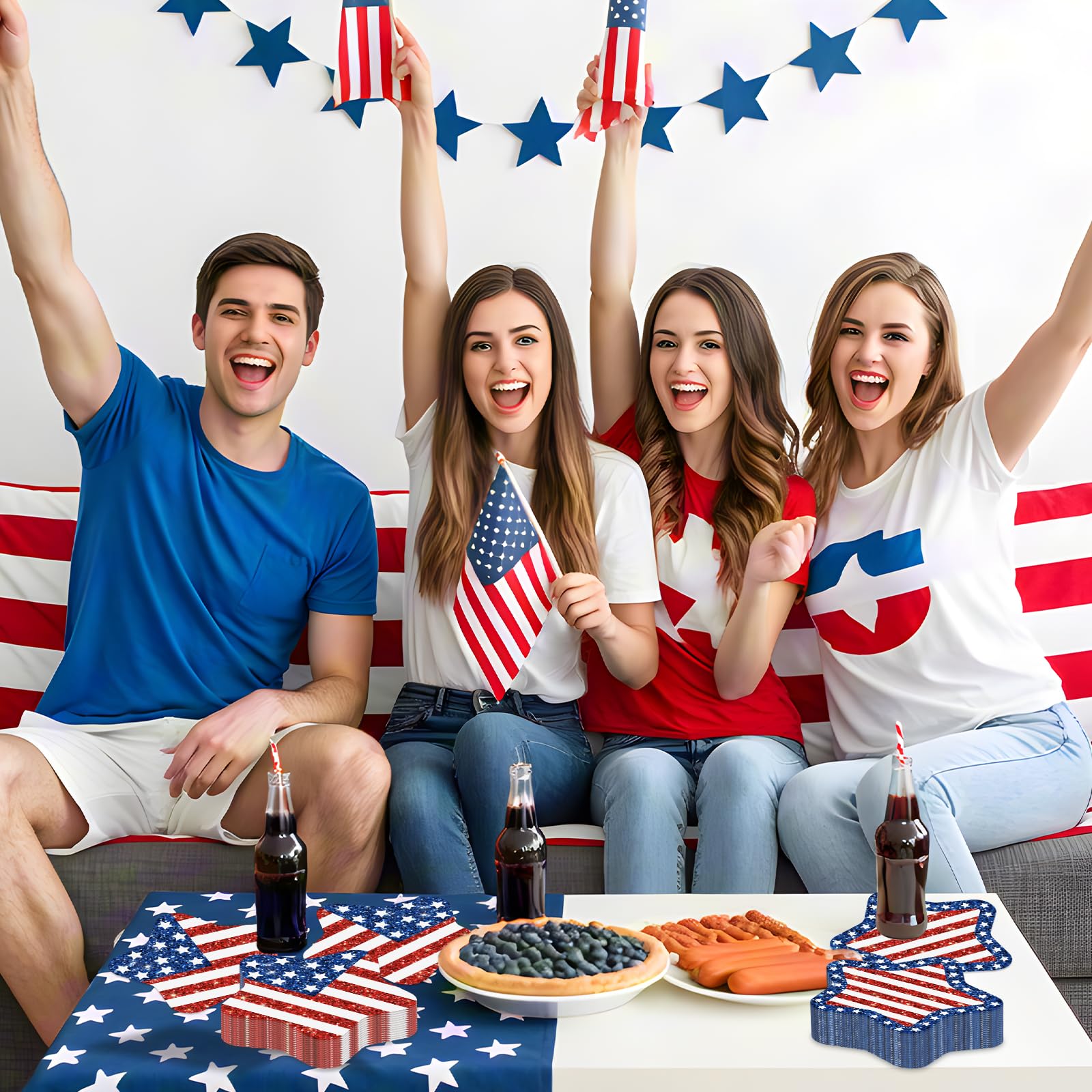 Litmitfu 40-Pack American Flag Napkins – 4th of July Party Essentials (13x13 Expanded)