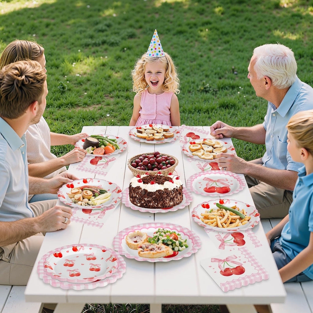 Litmitfu Cherry Birthday Decorations – 40 Pcs Plates & Napkins Set (Serves 20)