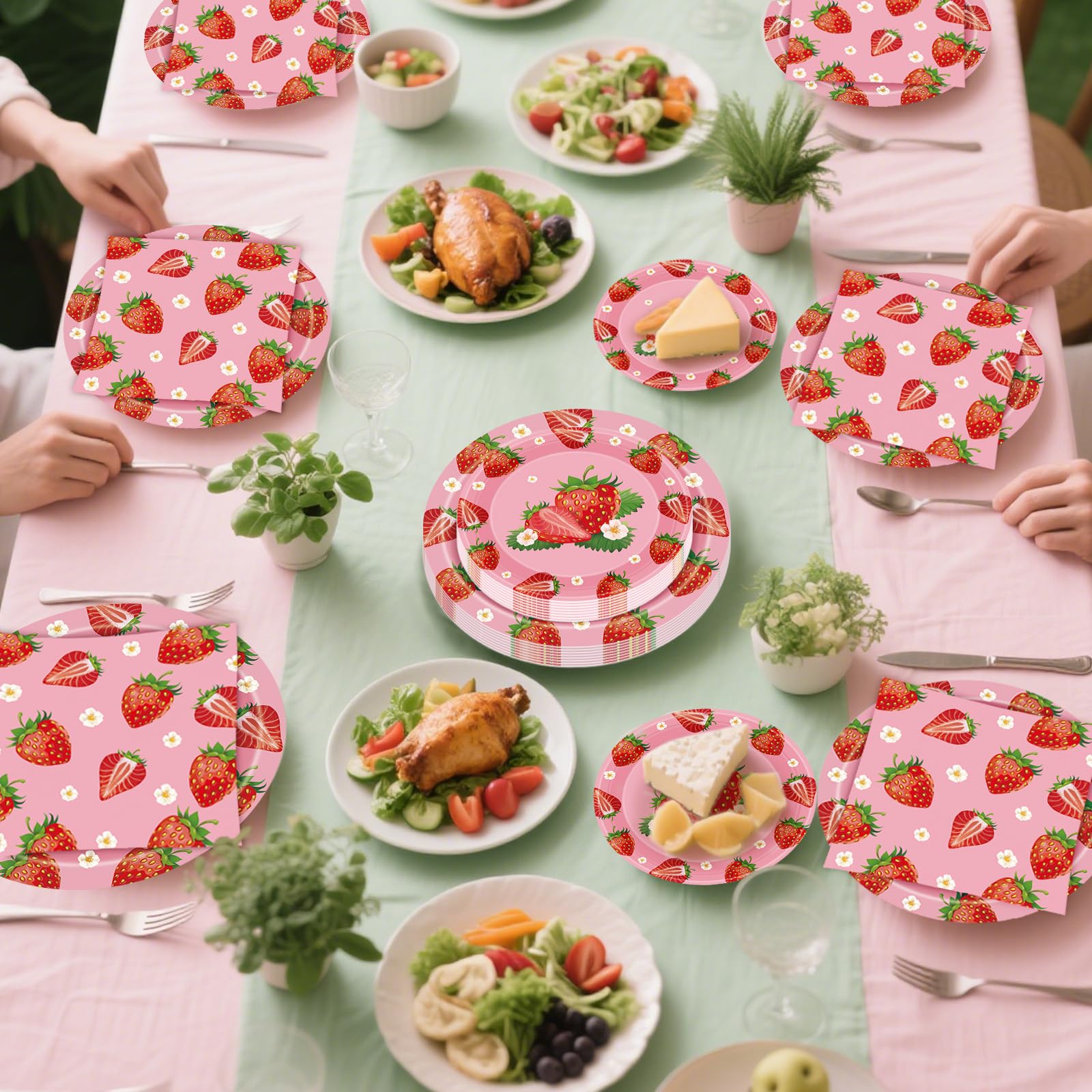 Litmitfu 40 Pcs Strawberry Plates & Napkins Set | Summer Berry Party Tableware for 20