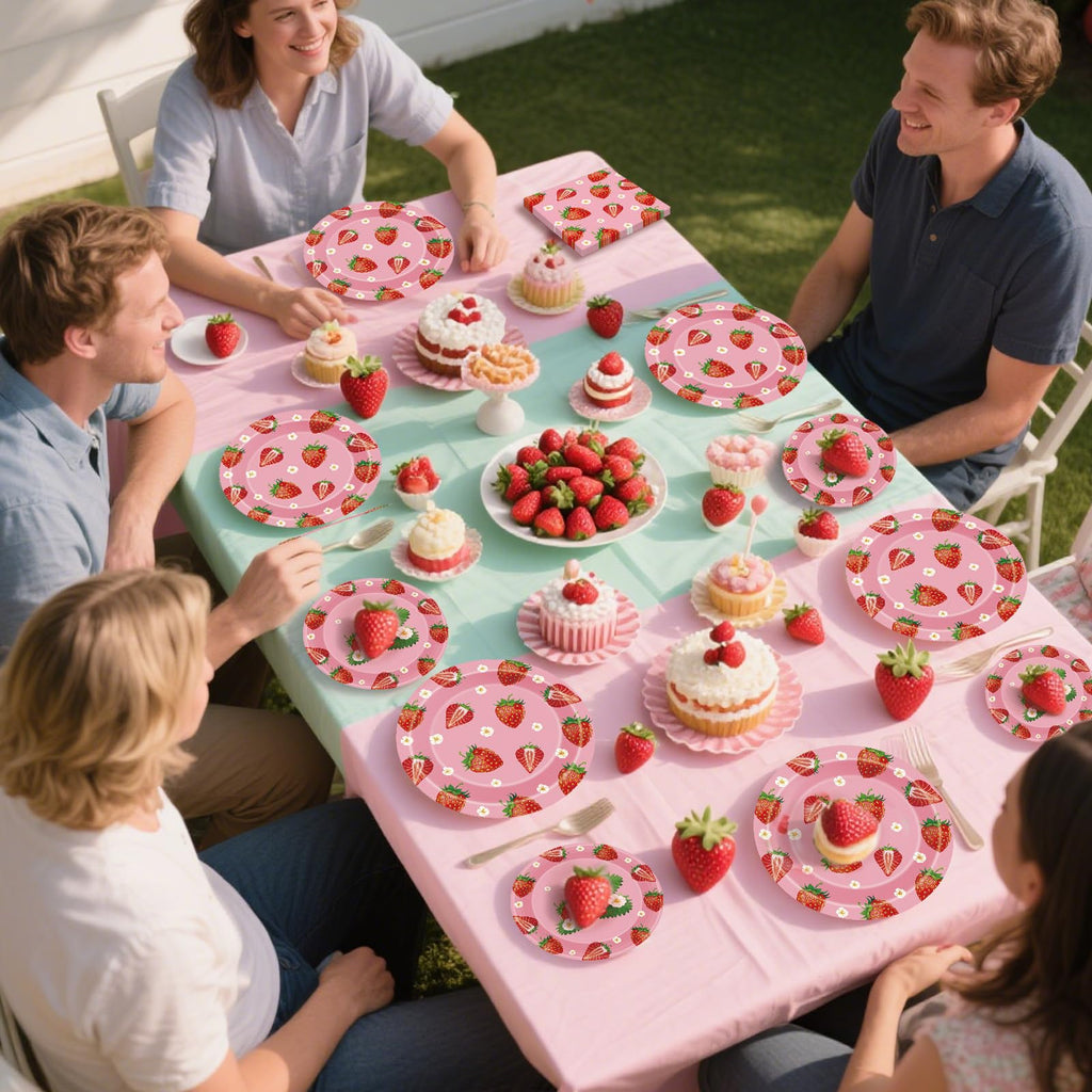 Litmitfu 40 Pcs Strawberry Plates & Napkins Set | Summer Berry Party Tableware for 20