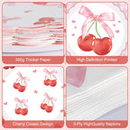 Litmitfu Cherry Birthday Decorations – 40 Pcs Plates & Napkins Set (Serves 20)