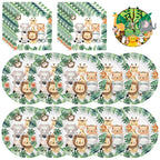 Litmitfu 40 Pcs Jungle Animals Party Plates & Napkins Set – Safari Theme Tableware for Baby Showers & Zoo Parties (Serves 20)