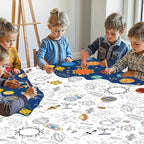 Litmitfu Large Outer Space Coloring Tablecloth — 54x108 in Giant Solar System Poster