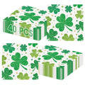 Litmitfu 40-Pack St. Patrick's Day Shamrock Napkins – 3-Ply Green 13x13 Disposable Napkins