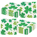 Litmitfu 40-Pack St. Patrick's Day Shamrock Napkins – 3-Ply Green 13x13 Disposable Napkins
