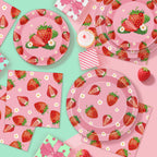 Litmitfu 40 Pcs Strawberry Plates & Napkins Set | Summer Berry Party Tableware for 20