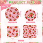 Litmitfu 40 Pcs Strawberry Plates & Napkins Set | Summer Berry Party Tableware for 20