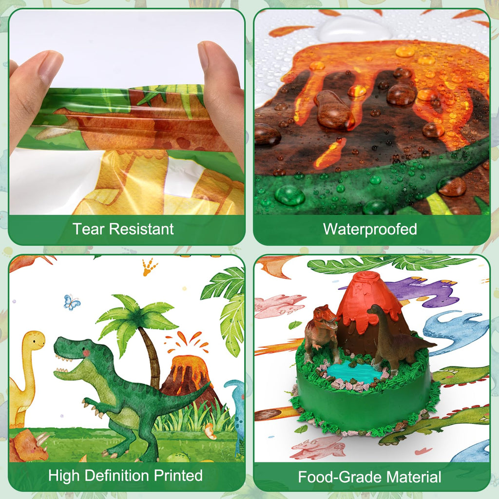 Litmitfu 2 Pcs Dinosaur Tablecloth – Green 108×54 in Disposable Dino Party Cover