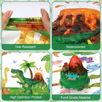 Litmitfu 2 Pcs Dinosaur Tablecloth – Green 108×54 in Disposable Dino Party Cover