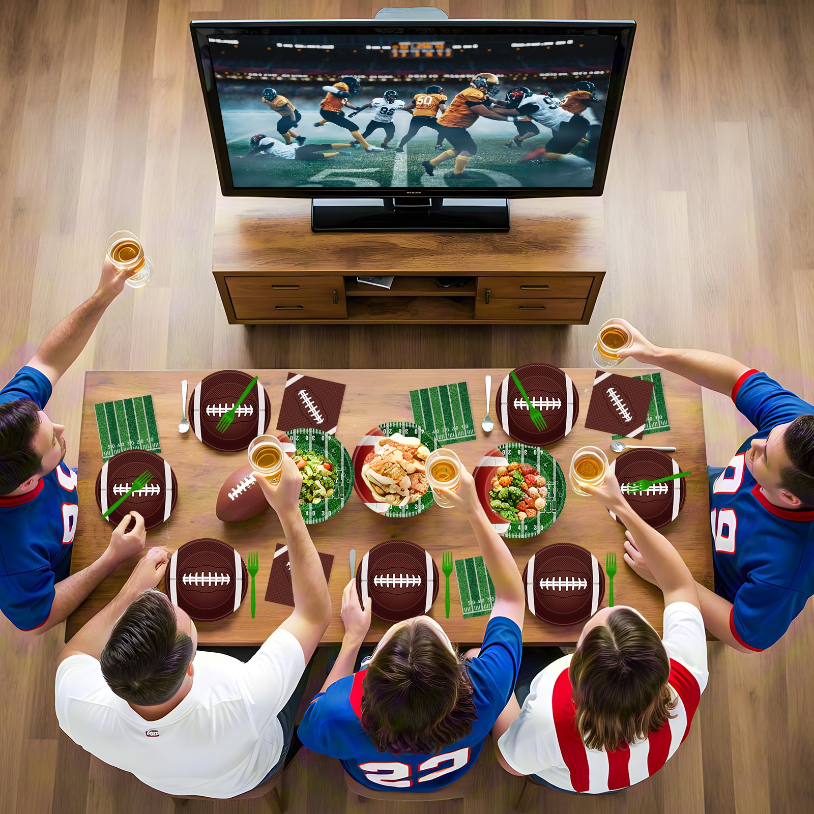 Litmitfu 96 Pcs Football Plates & Napkins Set – Game Day Disposable Tableware, Serves 24