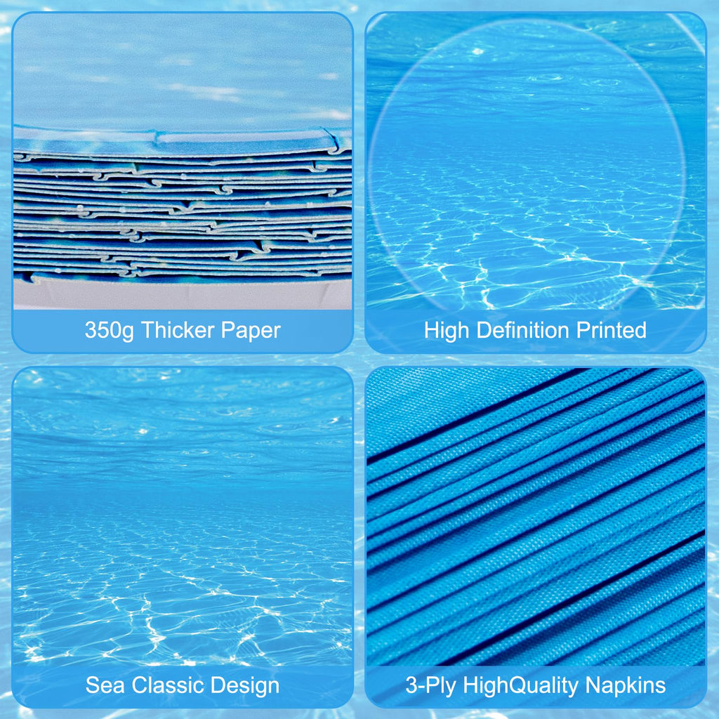 Litmitfu Ocean Plates & Napkins Set – 40 Pack for Beach Party, Disposable Dinnerware (Serves 20)