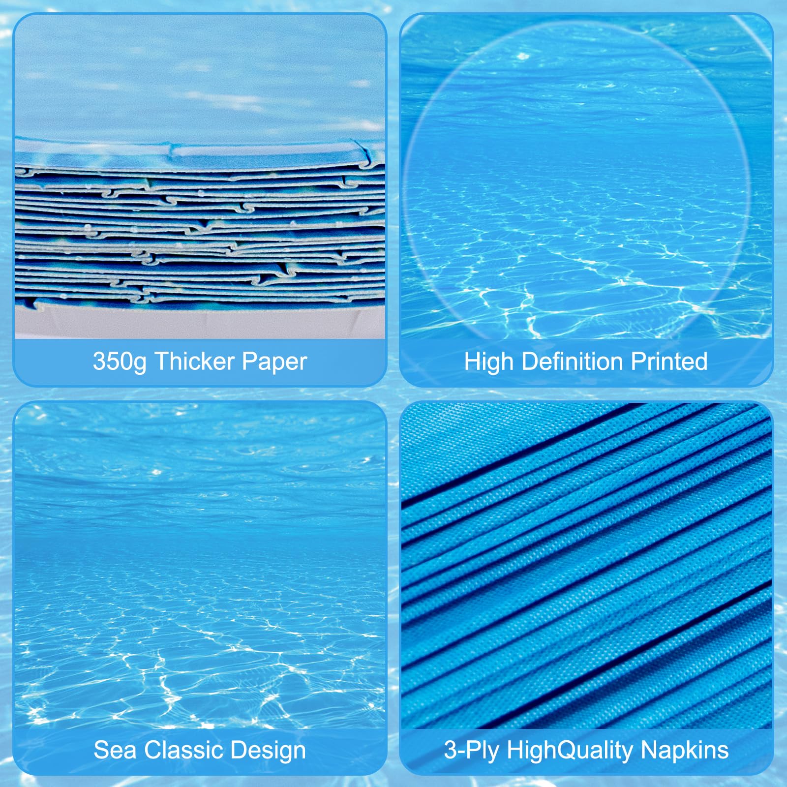 Litmitfu Ocean Plates & Napkins Set – 40 Pack for Beach Party, Disposable Dinnerware (Serves 20)