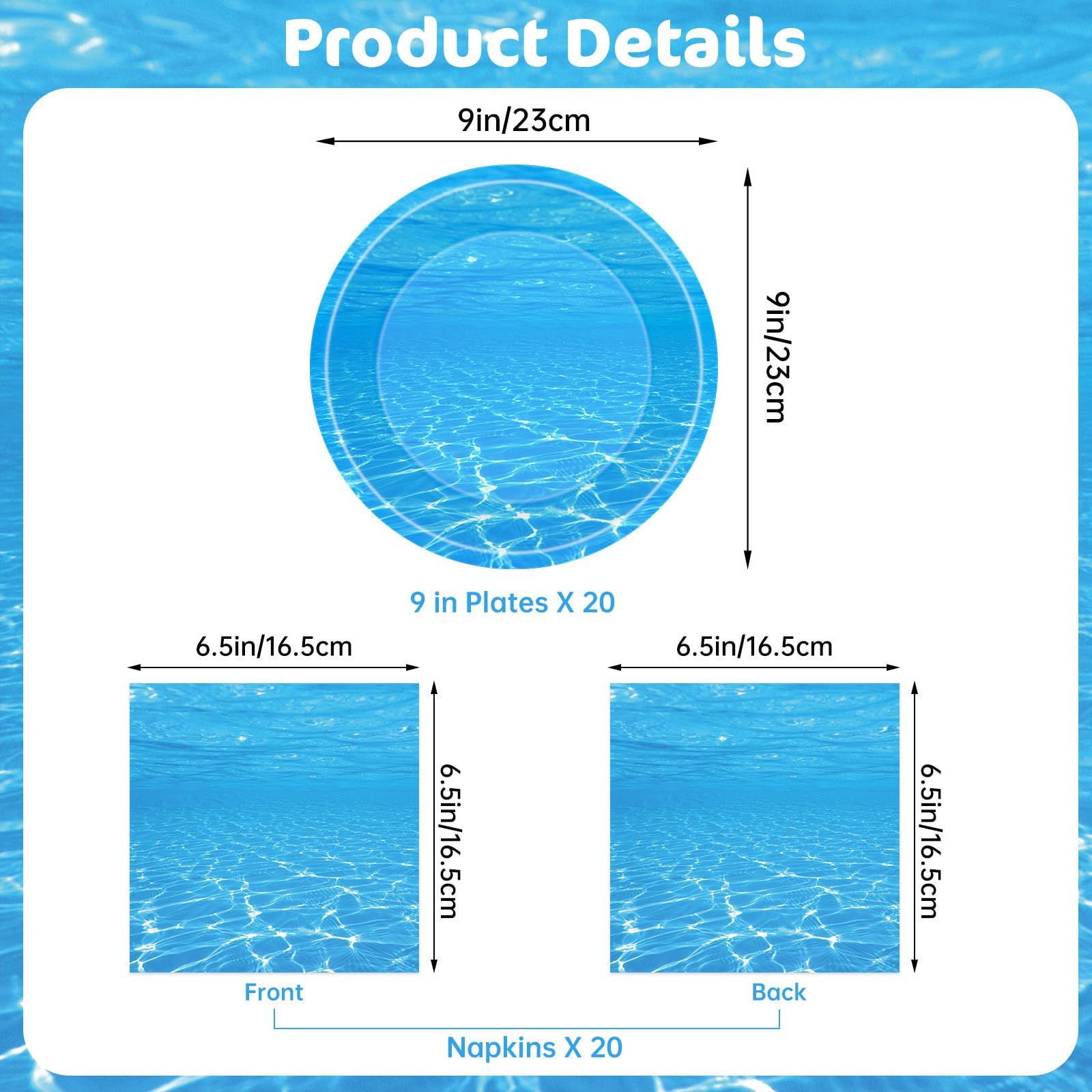 Litmitfu Ocean Plates & Napkins Set – 40 Pack for Beach Party, Disposable Dinnerware (Serves 20)