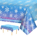 Litmitfu 2 Pcs Winter Snowflake Tablecloths – Purple & Blue, Disposable 54x108 in