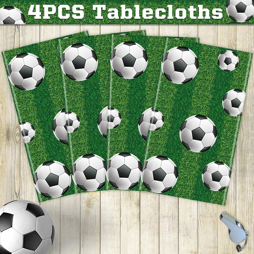 LKTMIUT 4 Pack Soccer Party Tablecloths – 86x51 in | Plastic Sports Table Covers