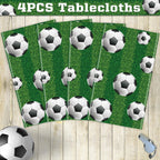 LKTMIUT 4 Pack Soccer Party Tablecloths – 86x51 in | Plastic Sports Table Covers