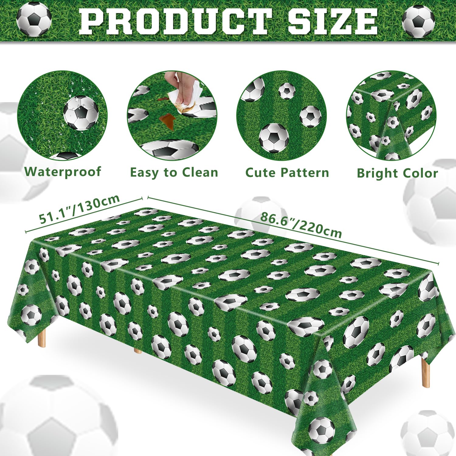 LKTMIUT 4 Pack Soccer Party Tablecloths – 86x51 in | Plastic Sports Table Covers