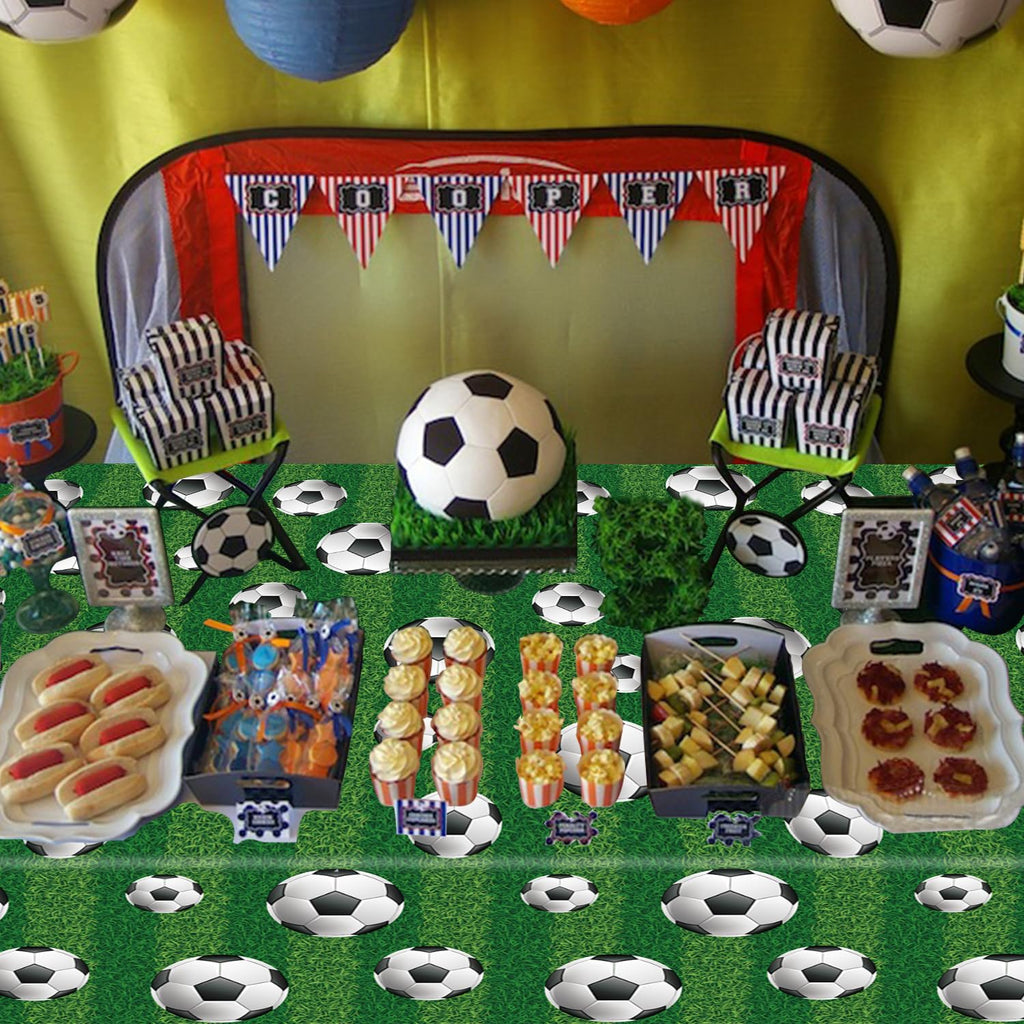 LKTMIUT 4 Pack Soccer Party Tablecloths – 86x51 in | Plastic Sports Table Covers