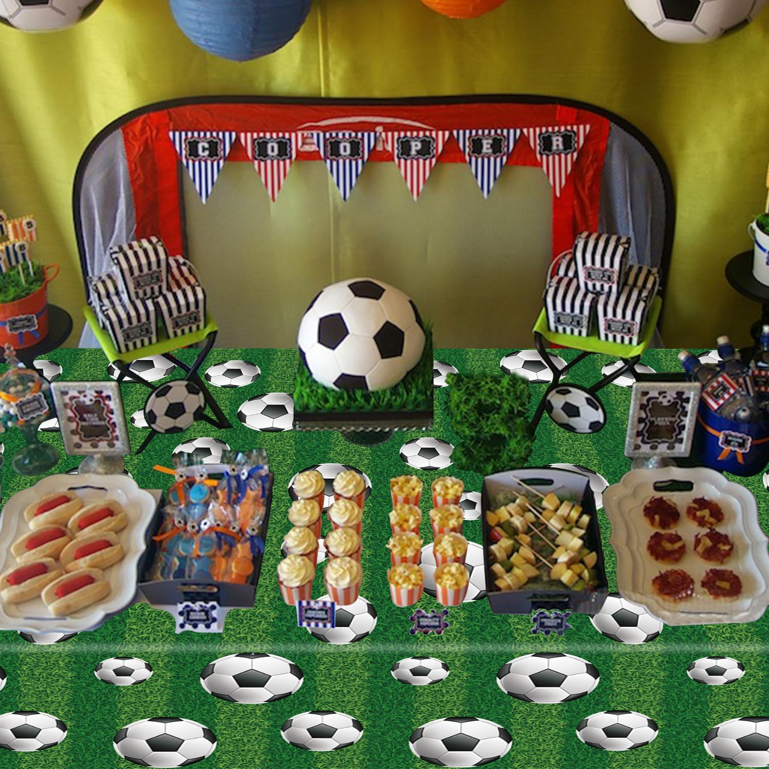 LKTMIUT 4 Pack Soccer Party Tablecloths – 86x51 in | Plastic Sports Table Covers