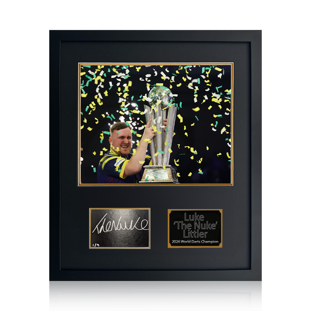 Luke Littler 2026 World Champion Signed Cut 1/9 Compact Frame