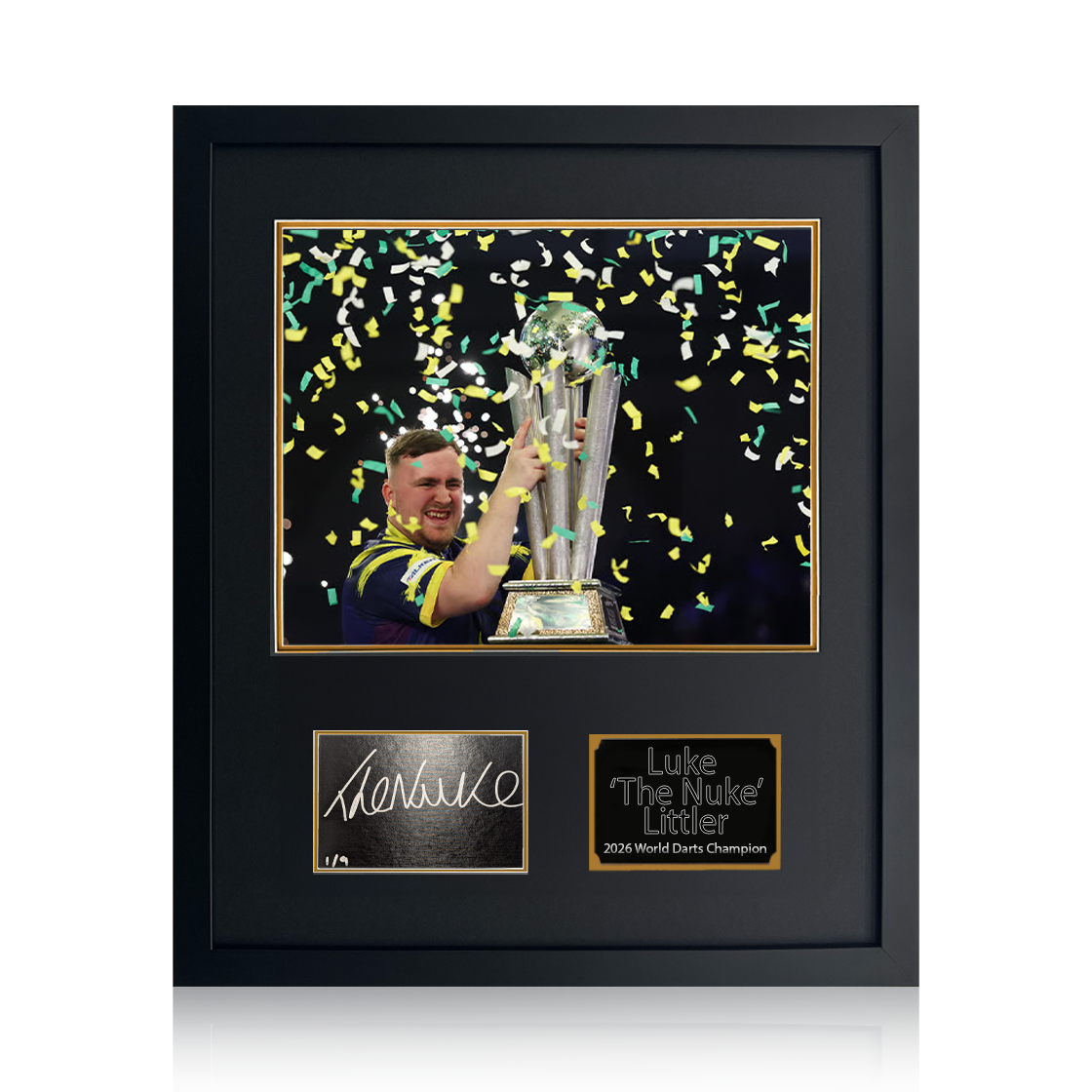 Luke Littler 2026 World Champion Signed Cut 1/9 Compact Frame