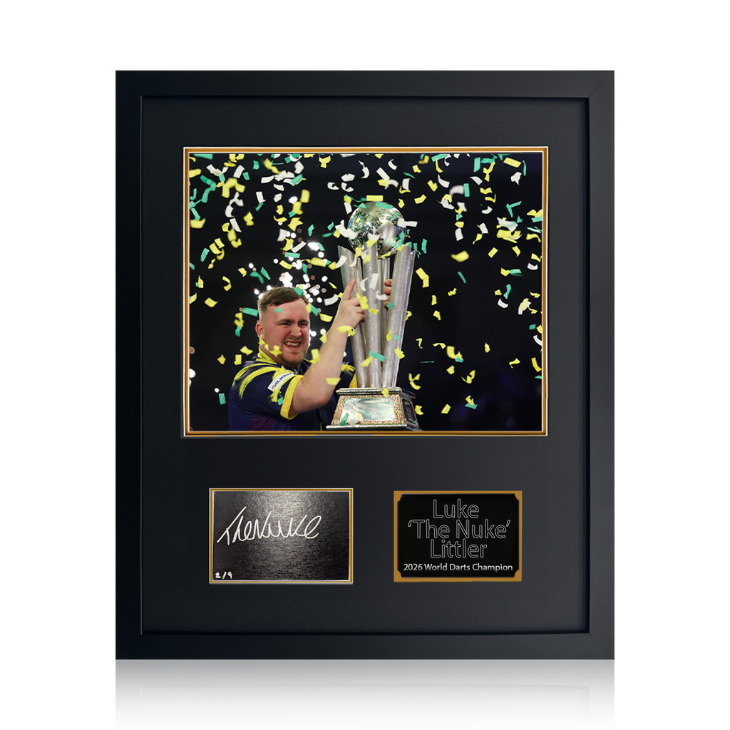 Luke Littler 2026 World Champion Signed Cut 2/9 Compact Frame